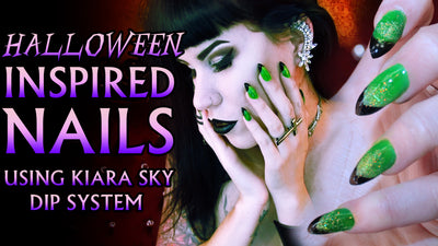 Halloween inspired GREEN & BLACK nail tutorial feat. Kiara Sky Dip System