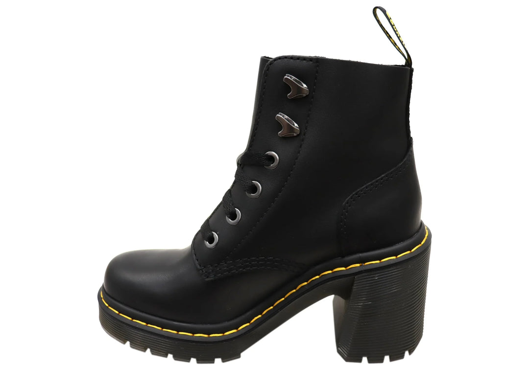 Dr Martens Womens Comfortable Jesy 6 Tie Leather Ankle Boots Dr Martens Womens Comfortable Jesy 6 Tie Leather Ankle Boots